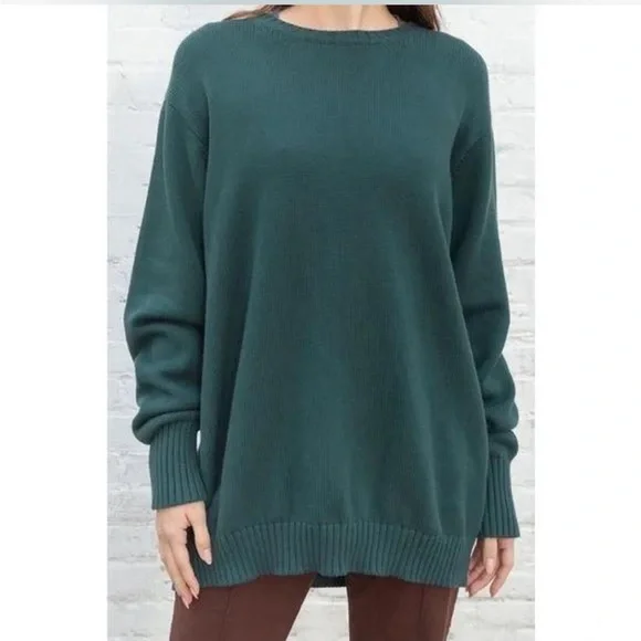 John Galt Forest Green Brianna Cotton Sweater - Picture 1 of 6
